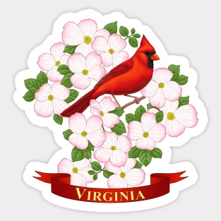 Virginia State Cardinal Bird and Dogwood Flower Sticker